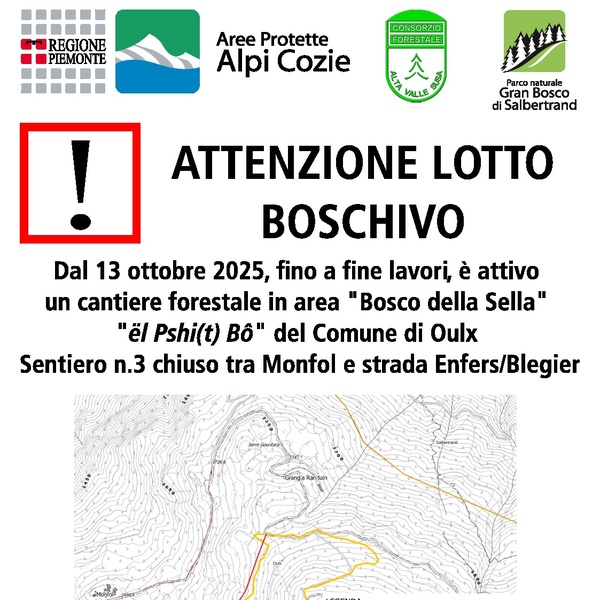 Chiusura sentiero n. 3 Gran Bosco