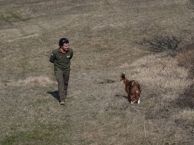 Lorenzo Brino et Maya lors d\u0027une inspection en plein champ.