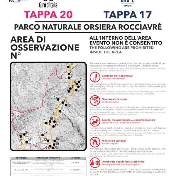 Il cartello che verrà posizionato nei punti di osservazione.