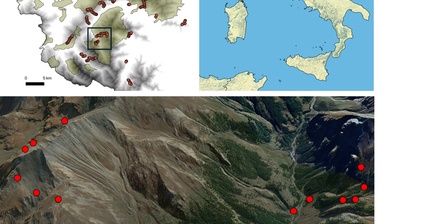 Mappa dell’area di studio con i 254 punti d’ascolto monitorati lungo il gradiente altitudinale nelle Alpi Occidentali. L’immagine in basso mostra nel dettaglio due esempi di transetti altitudinali con punti d’ascolto nel Parco Naturale della Val Troncea, Pragelato.