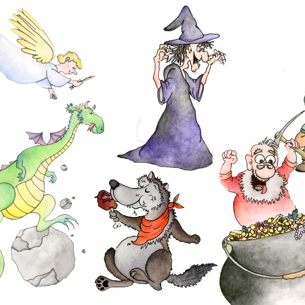 Illustrazione di personaggi di racconti di montagna